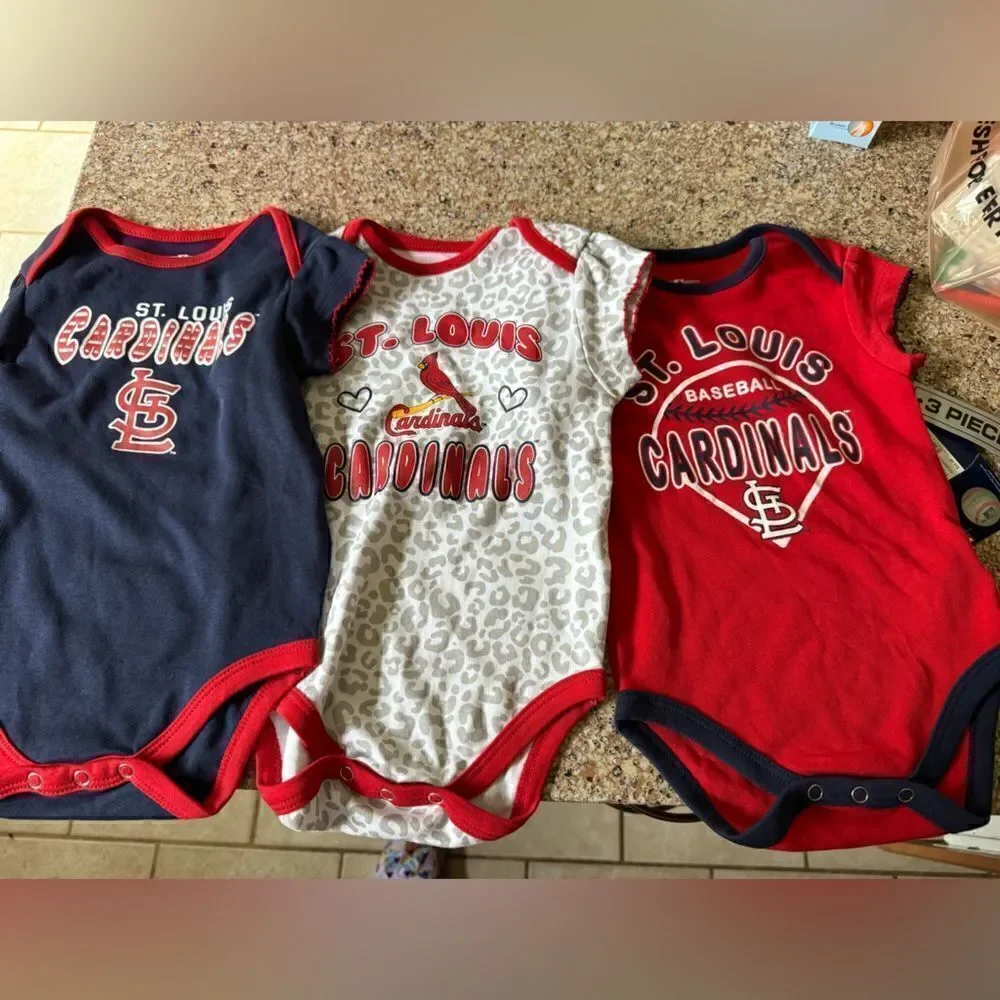 MLB Major League Baseball St.Louis Cardinals Girls Baby Onzie Lot of 3 NWT 6-9M
